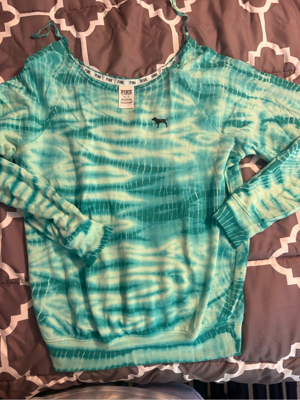 PINK Tie-Dye Tee in Aqua and Teal with Black Dog Logo
